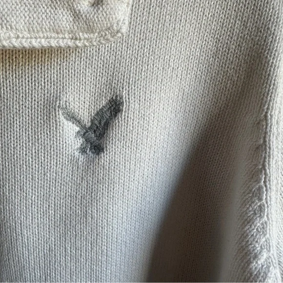 American Eagle Y2K Quarter Zip/Button Up Heavy Knit Sweater Classic Fit‎ Sz M - Picture 3 of 10